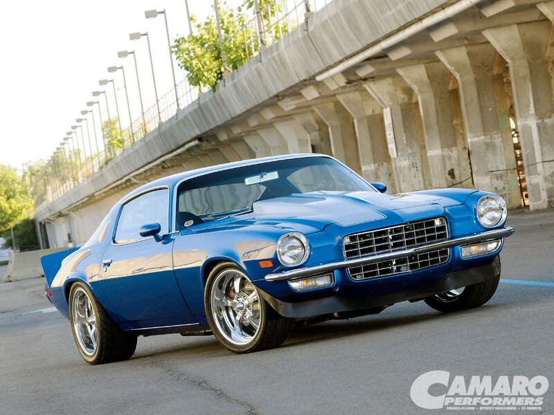 Blue classic muscle car