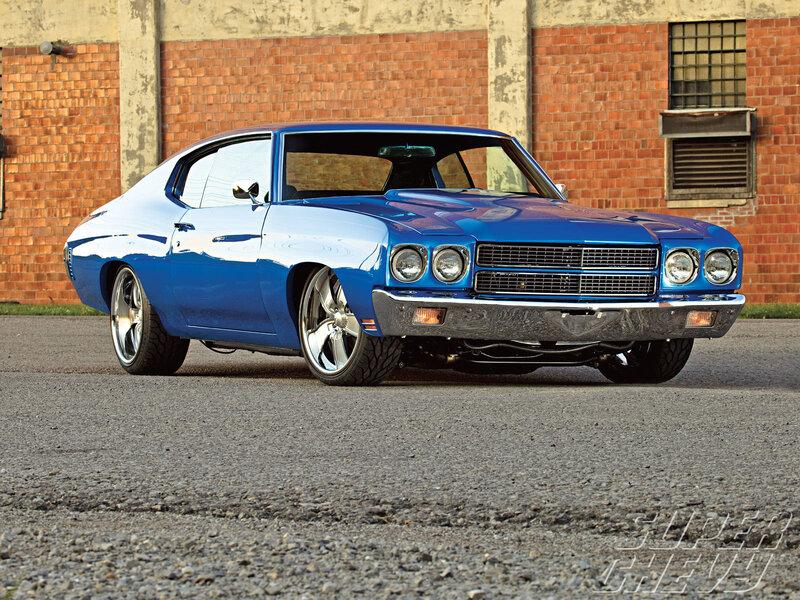 Blue classic muscle car