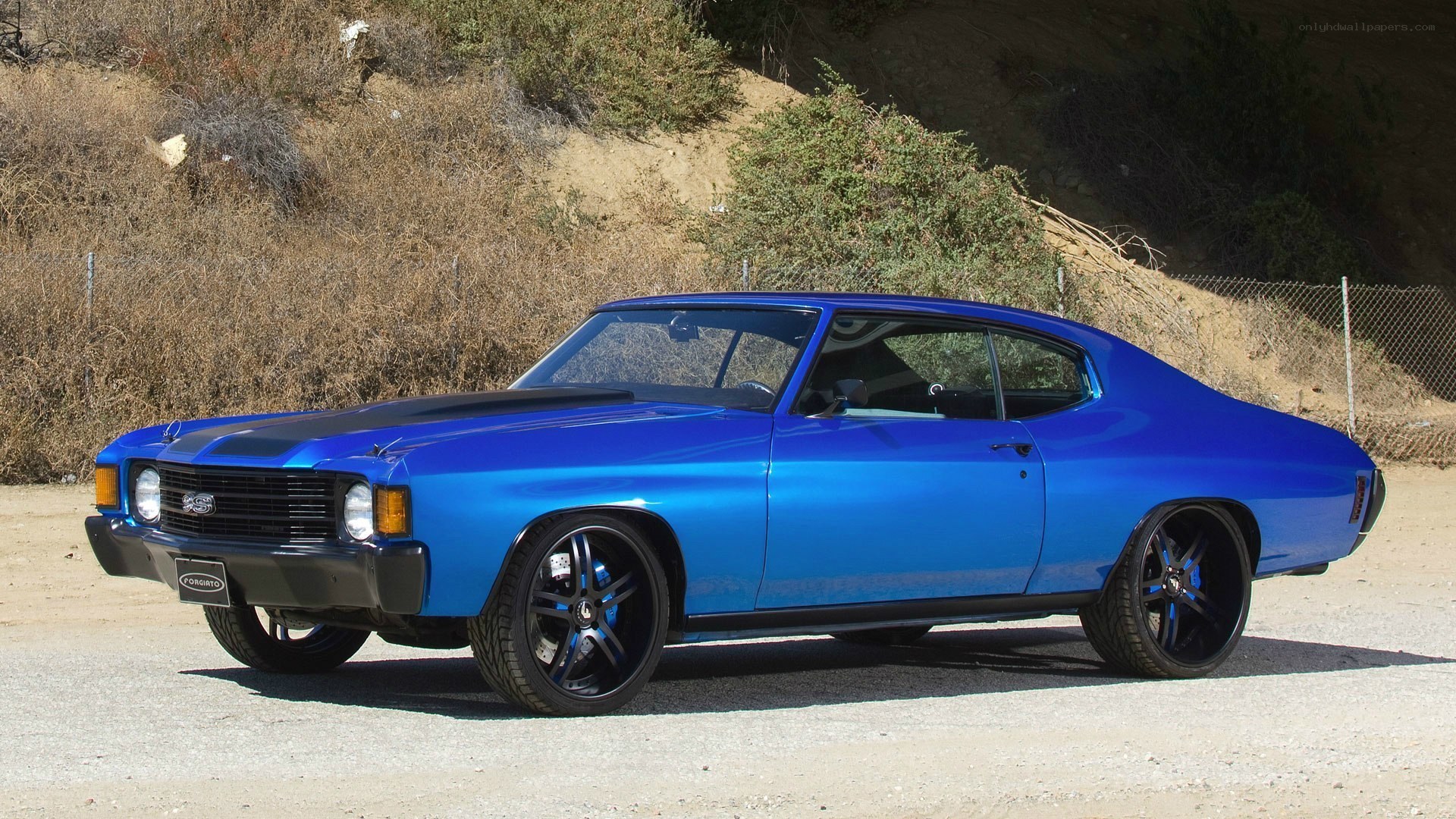 Blue classic muscle car