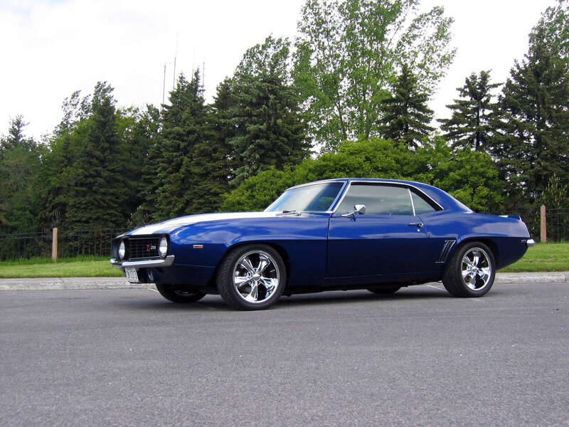 Blue classic muscle car