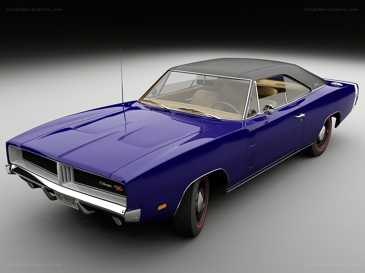 Blue classic muscle car