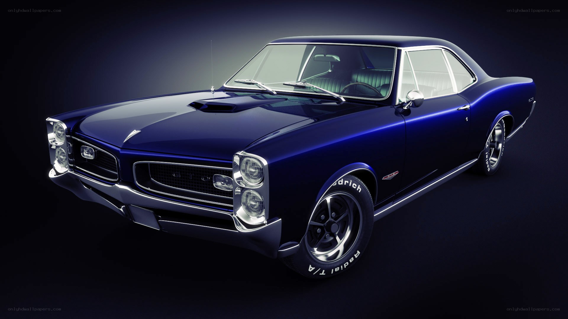 Blue classic muscle car