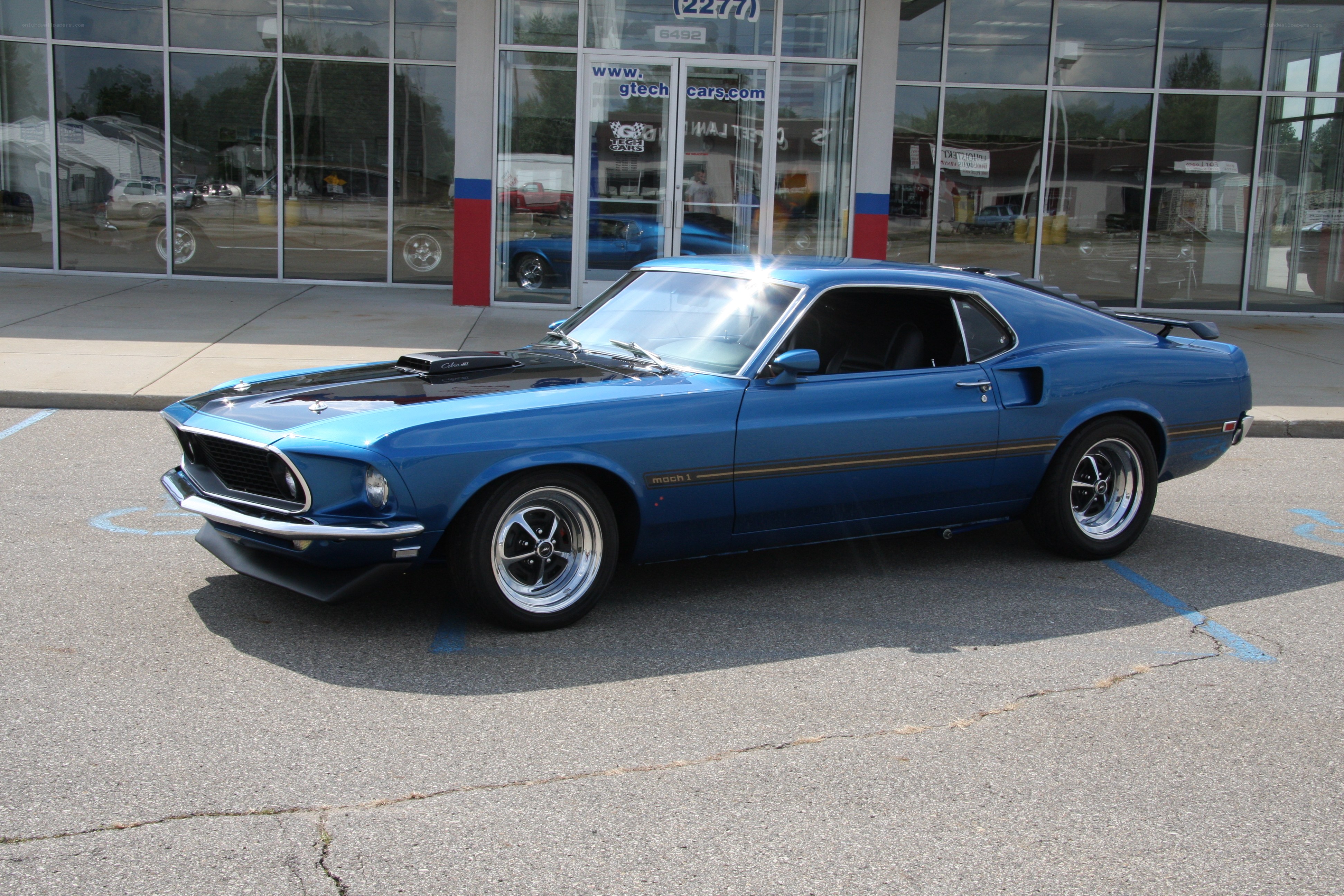 Blue classic muscle car
