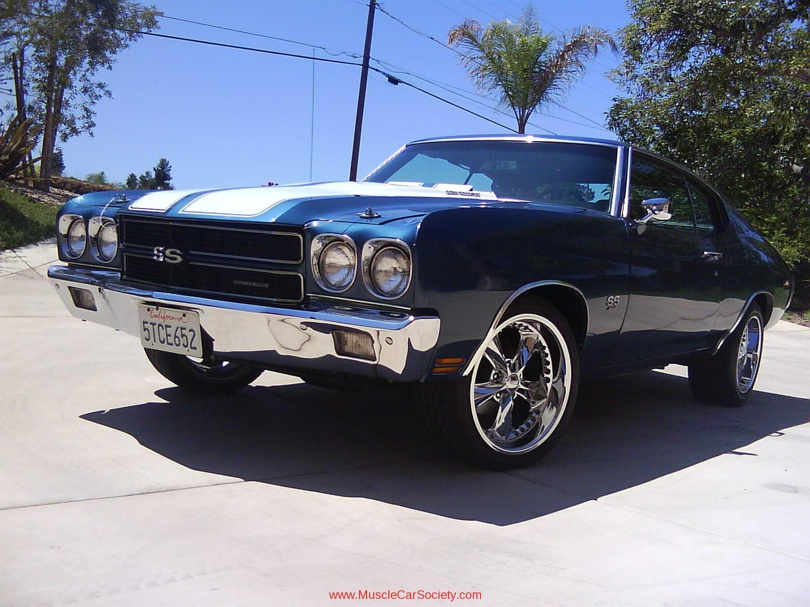 Blue classic muscle car