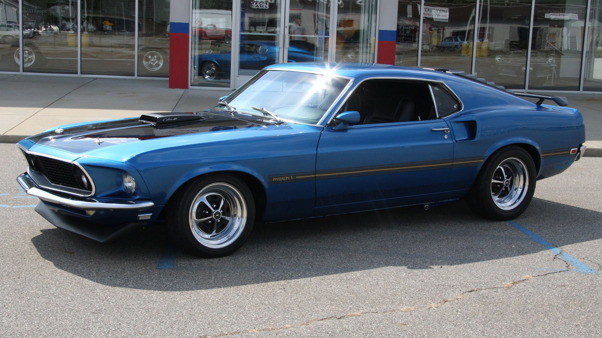 Blue classic muscle car