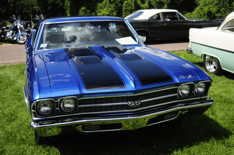Blue classic muscle car