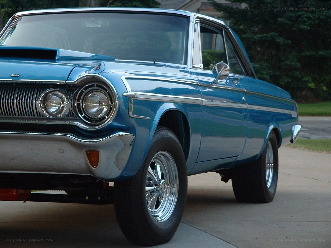 Blue classic muscle car