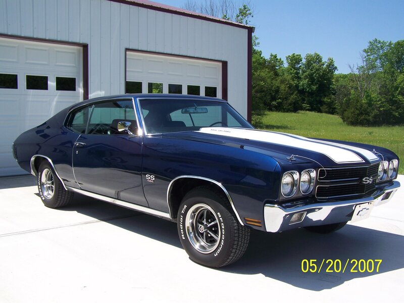 Blue classic muscle car