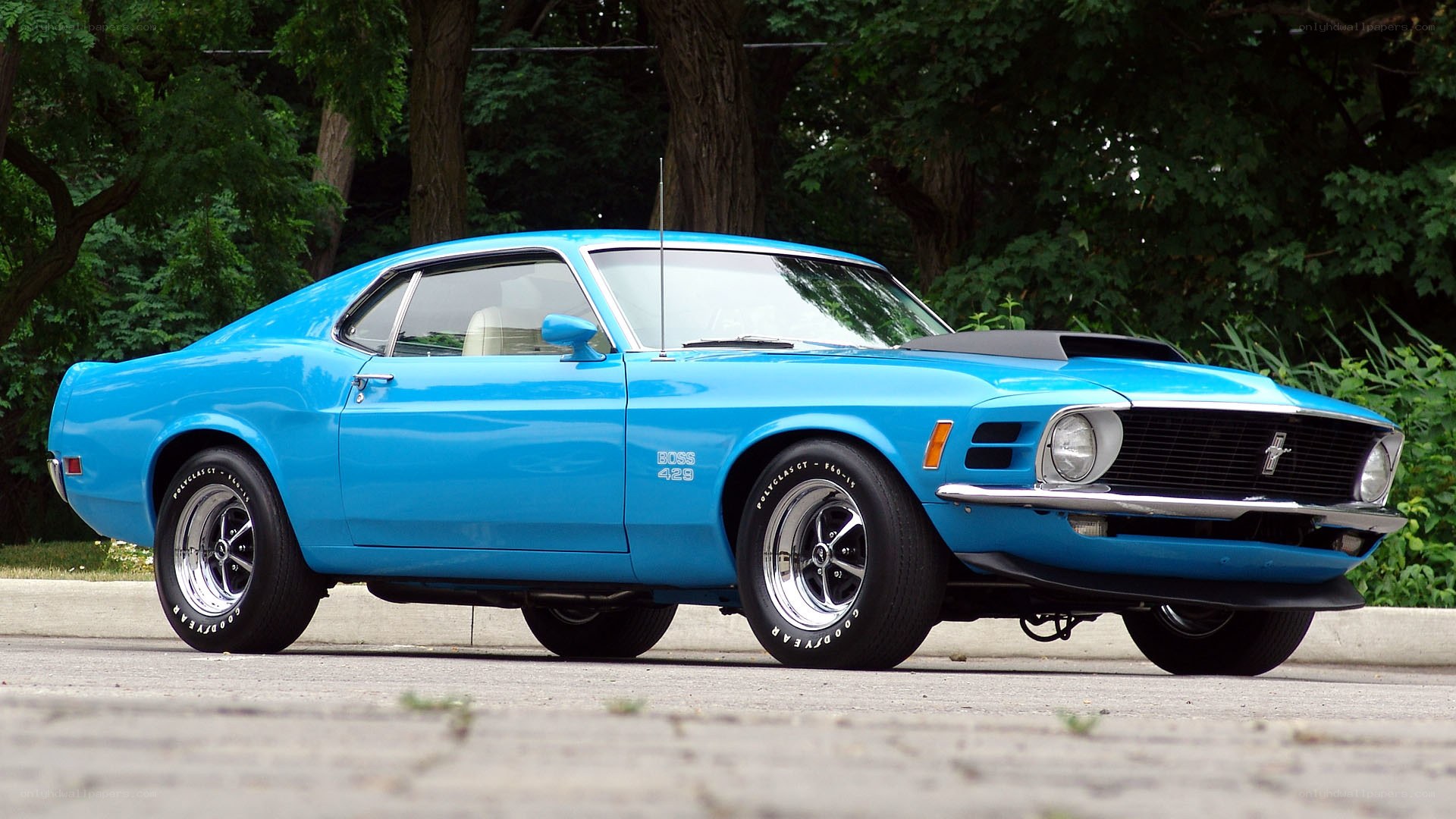 Blue classic muscle car