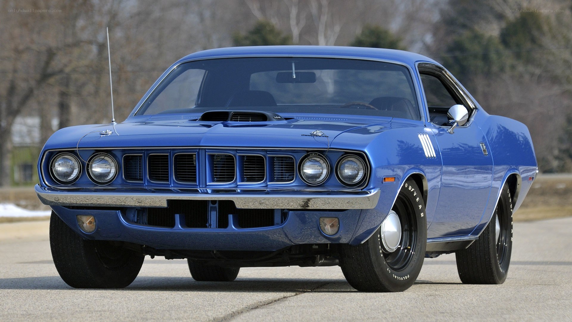Blue classic muscle car