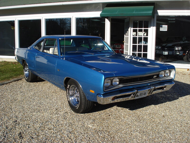 Blue classic muscle car