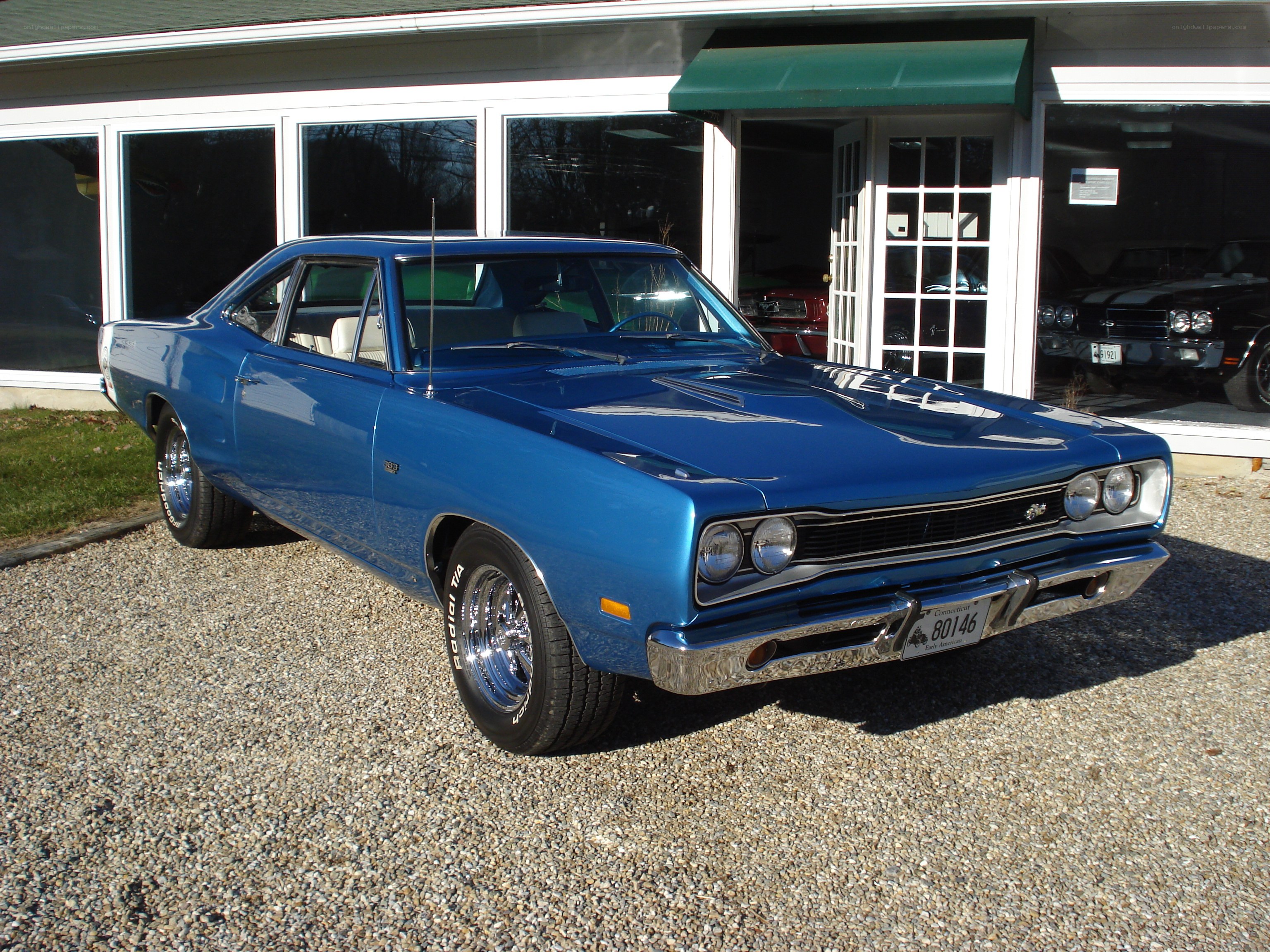 Blue classic muscle car