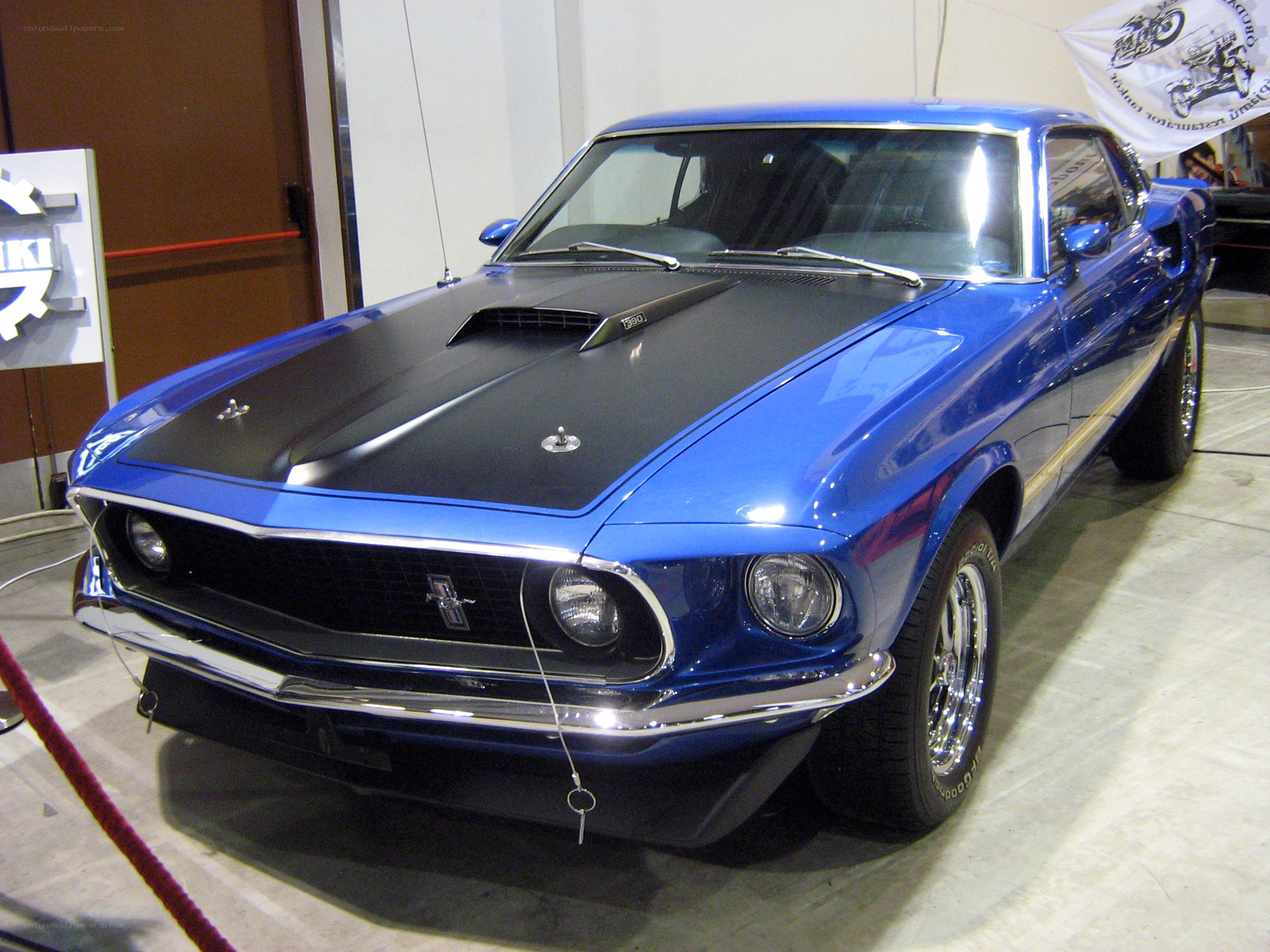 Blue classic muscle car
