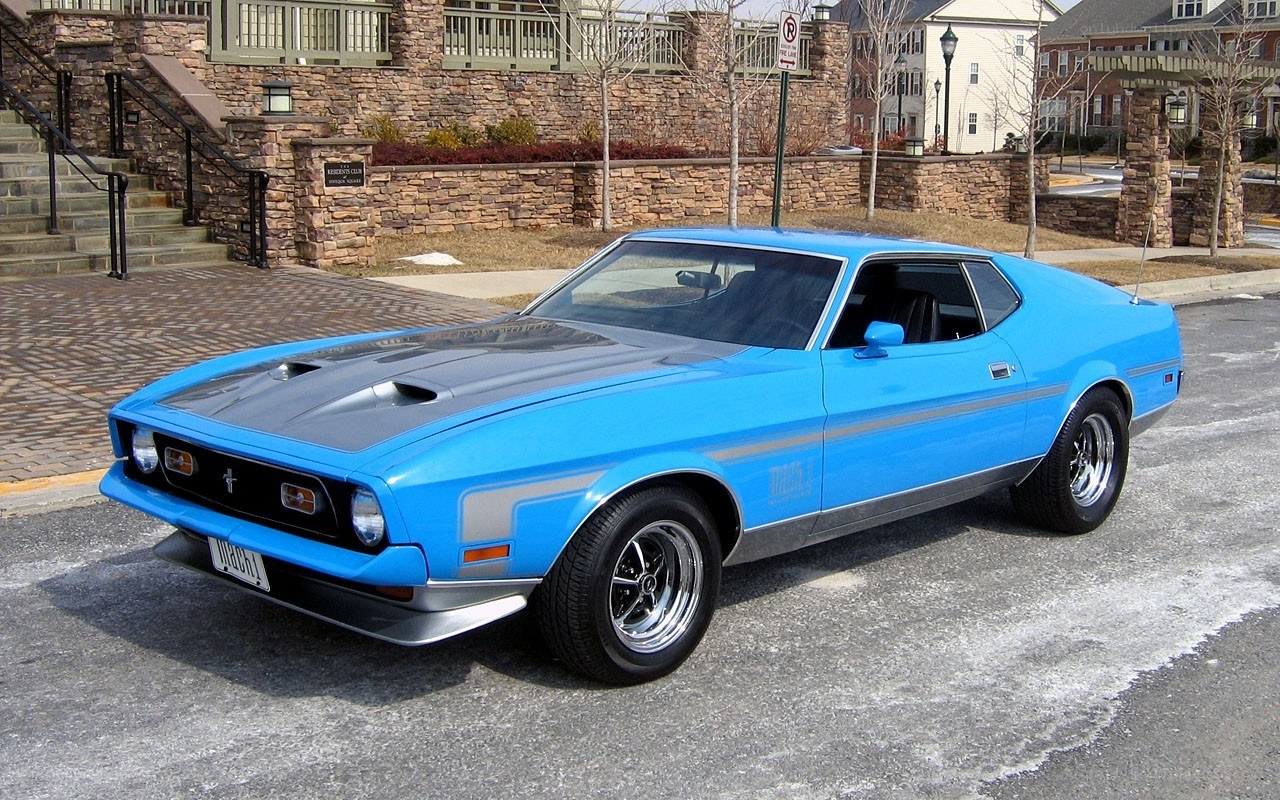 Blue classic muscle car