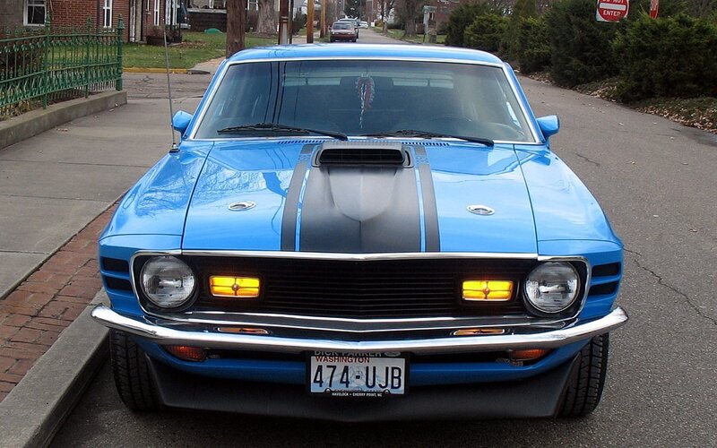 Blue classic muscle car