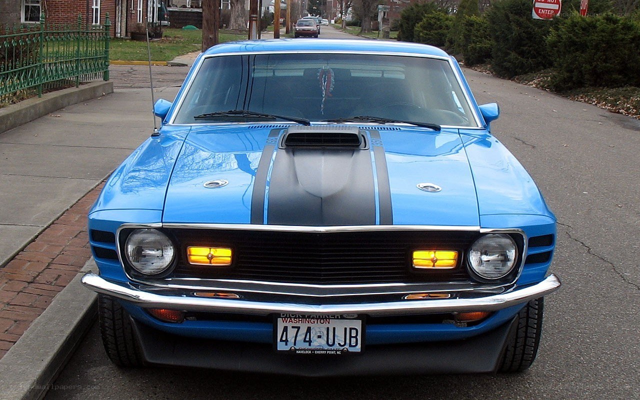 Blue classic muscle car