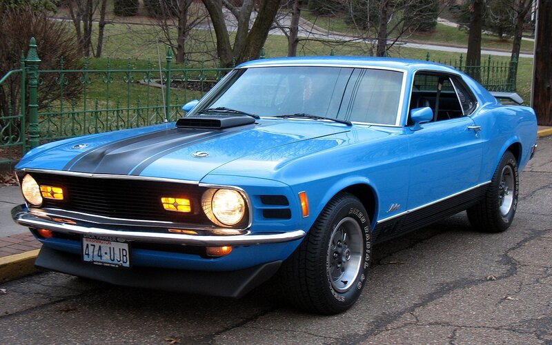 Blue classic muscle car