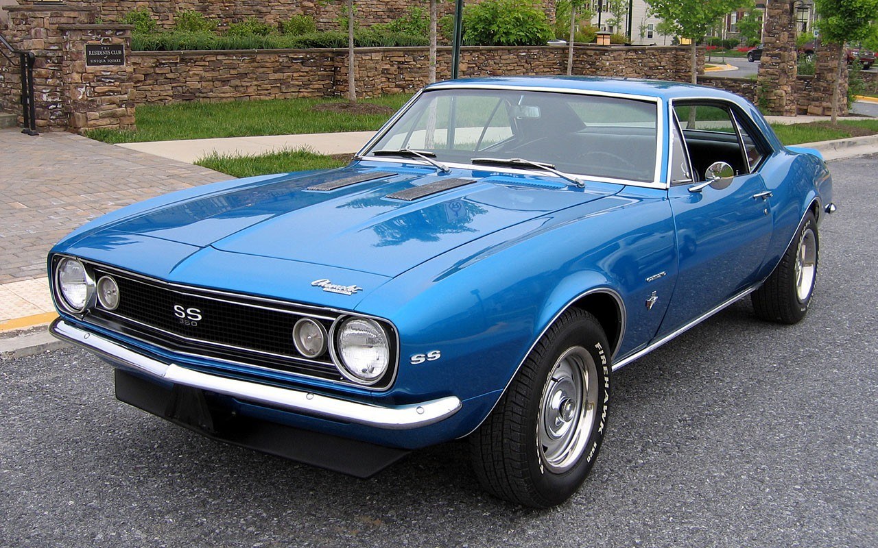 Blue classic muscle car