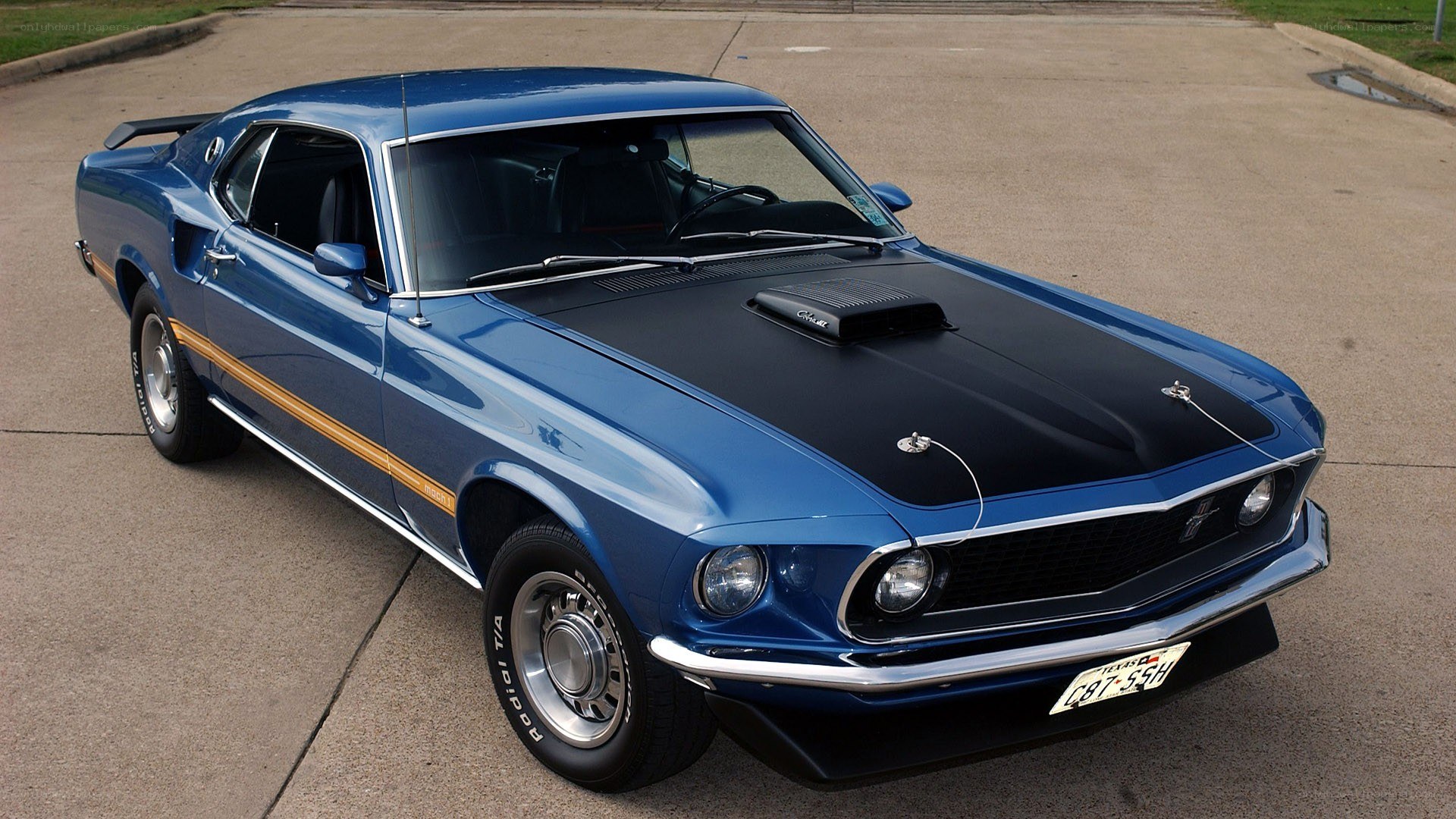 Blue classic muscle car