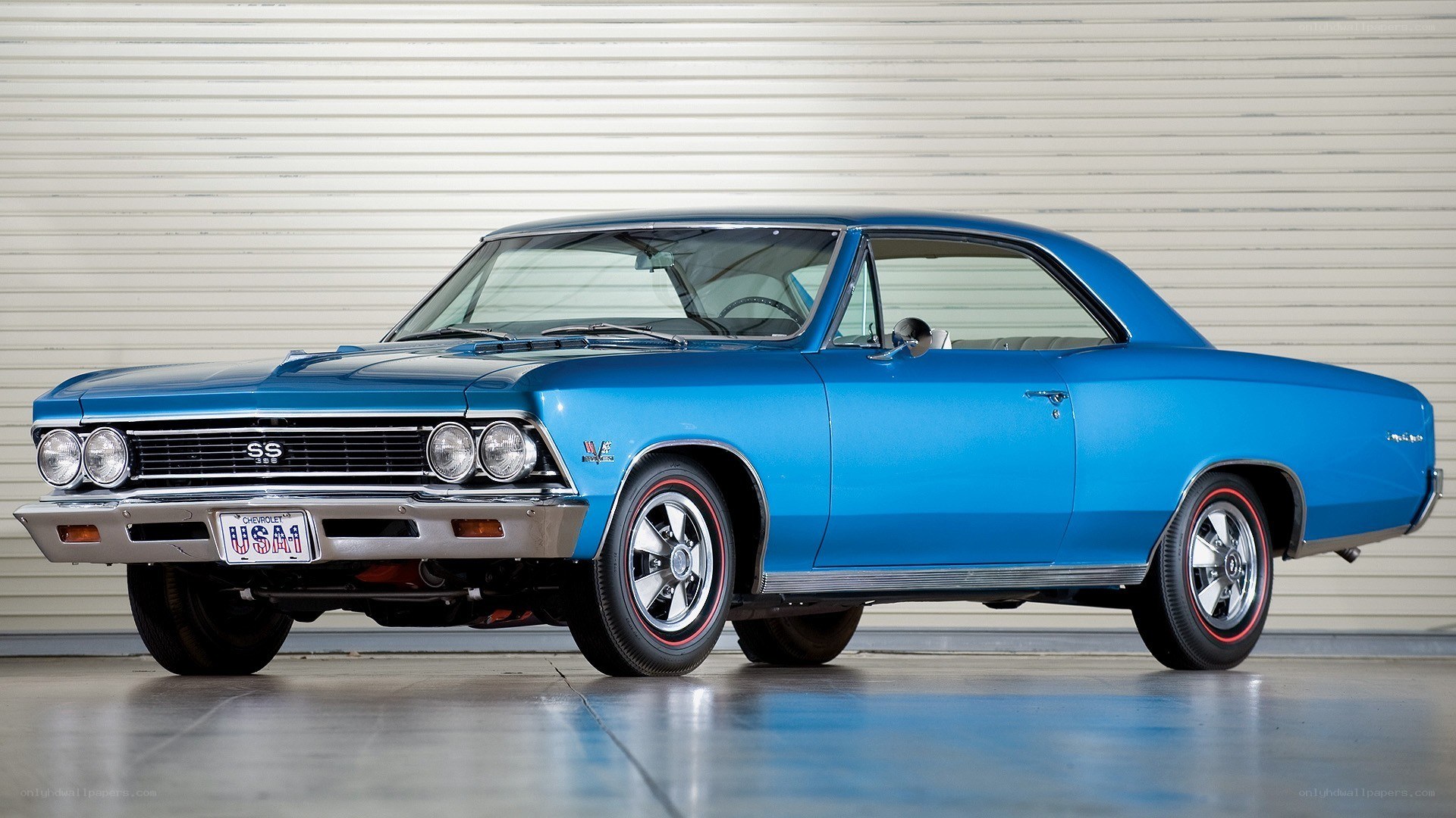 Blue classic muscle car