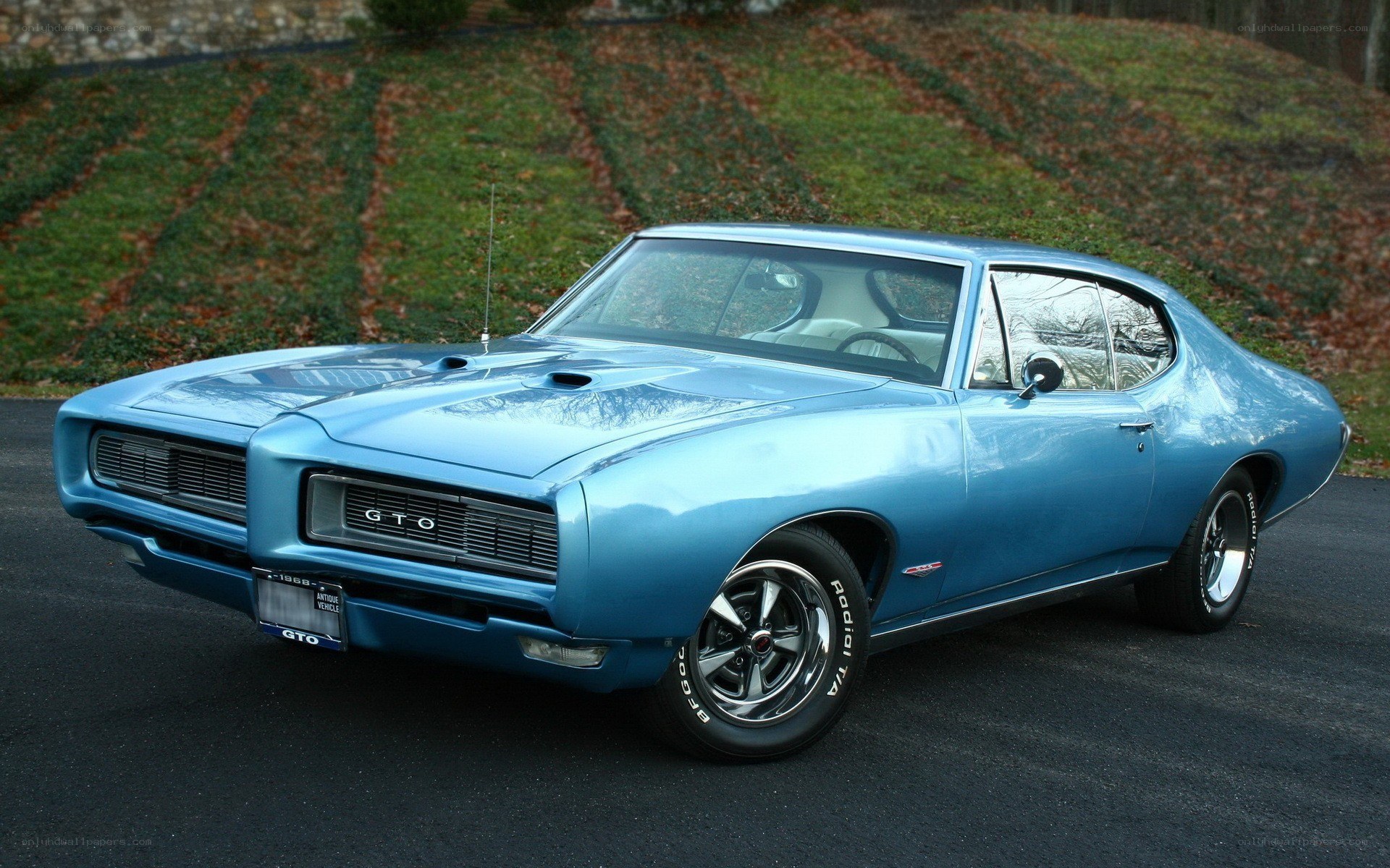 Blue classic muscle car