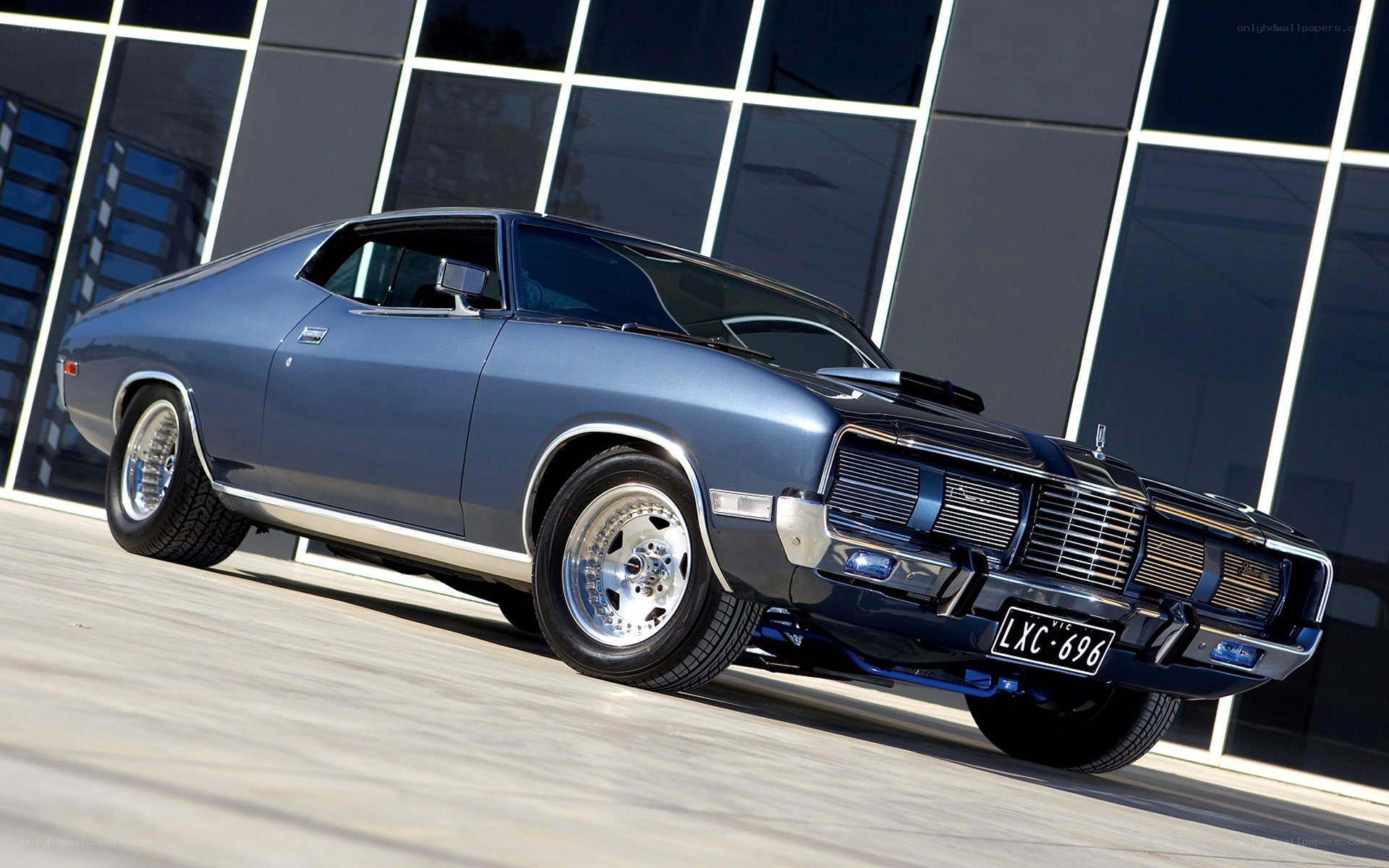Blue classic muscle car