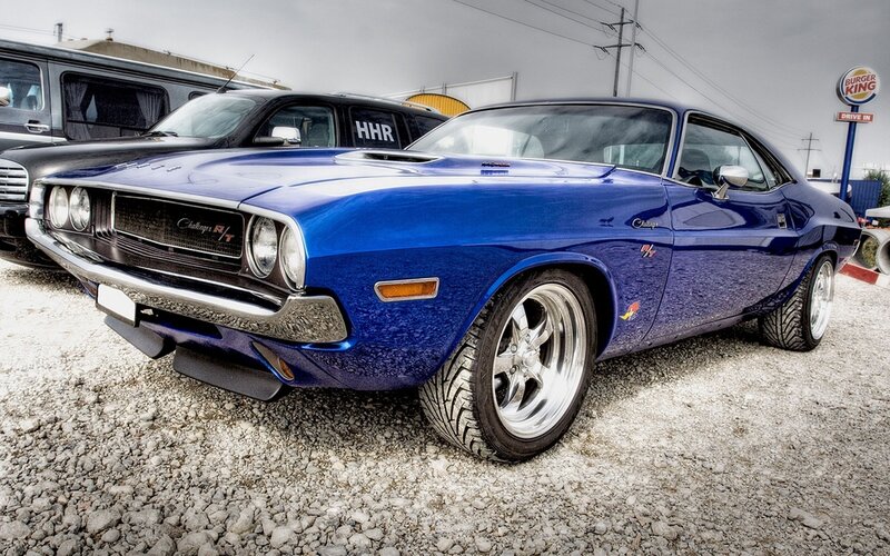 Blue classic muscle car