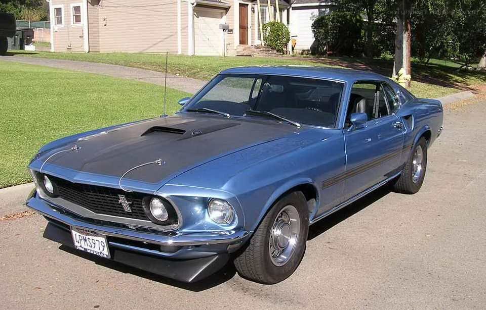 Blue classic muscle car