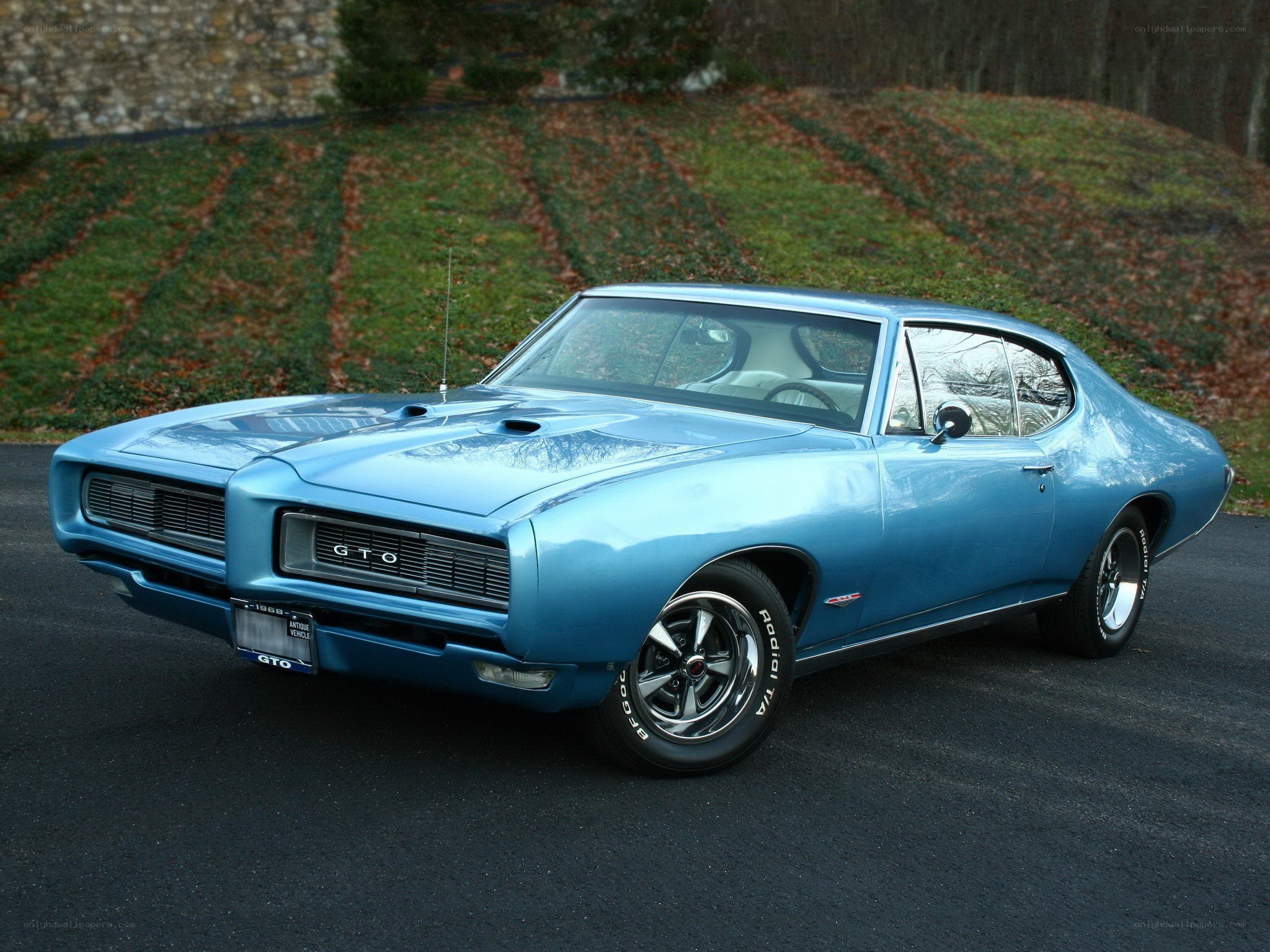 Blue classic muscle car