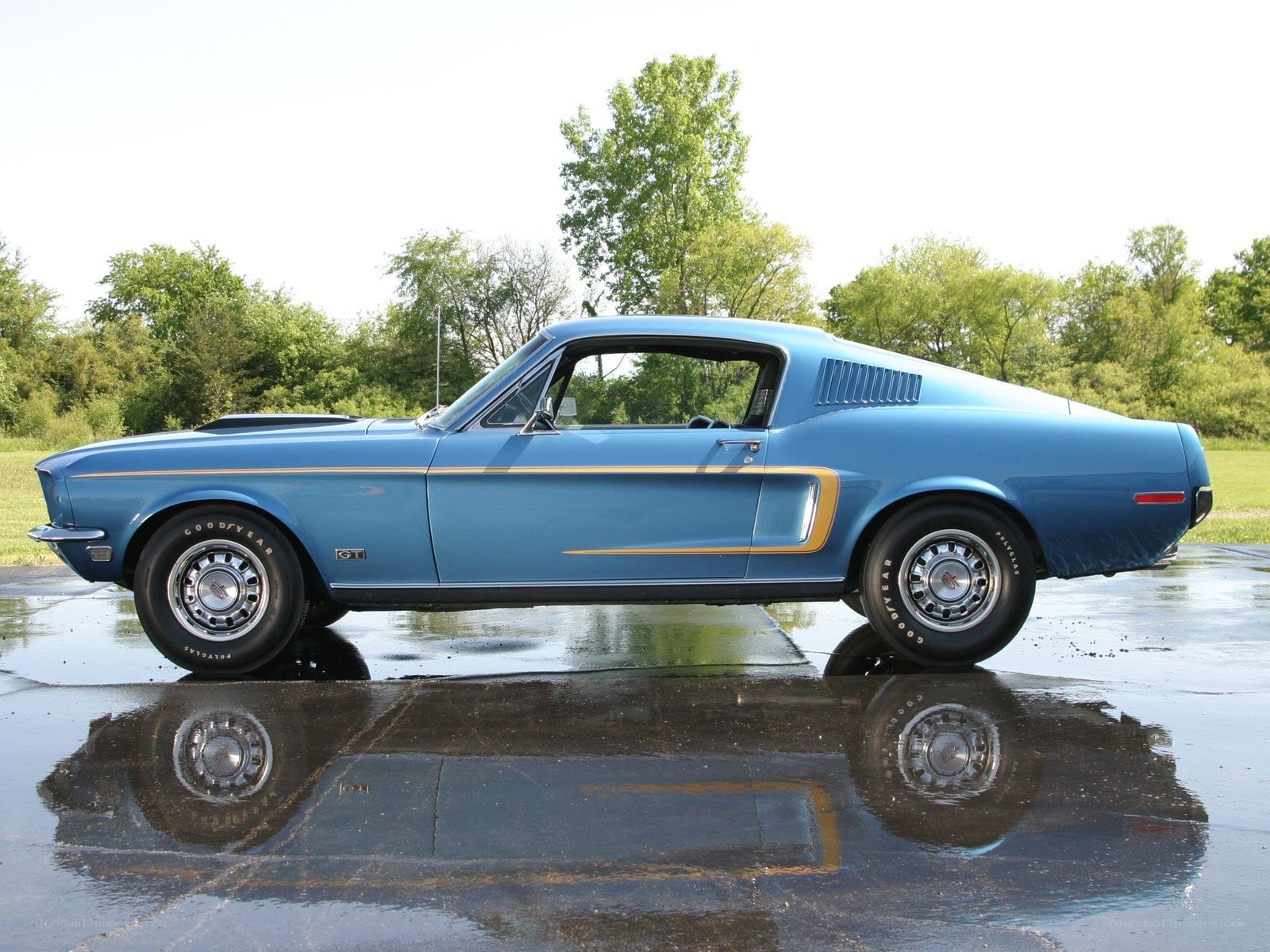 Blue classic muscle car