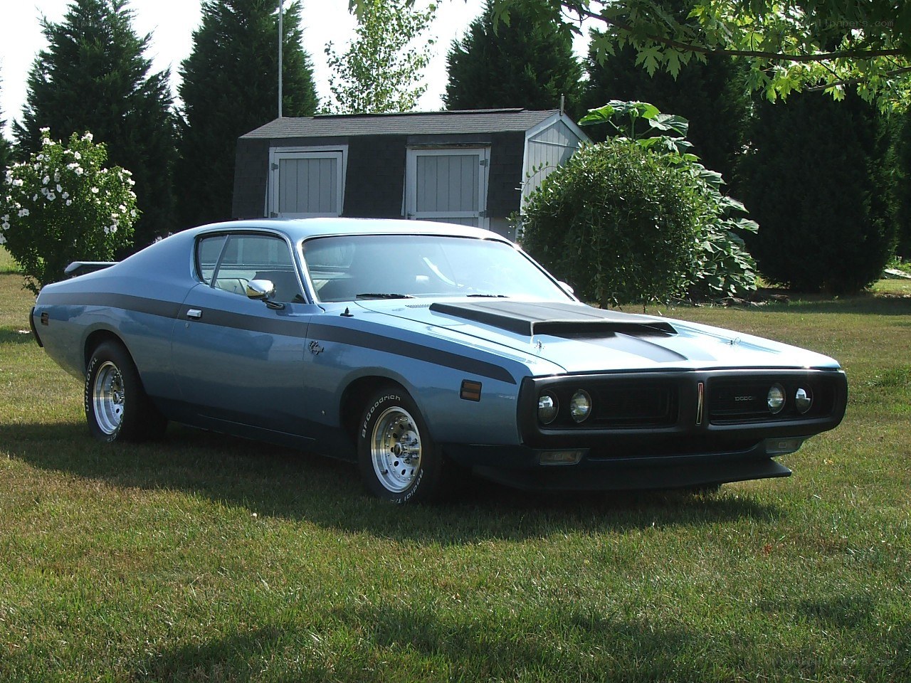 Blue classic muscle car