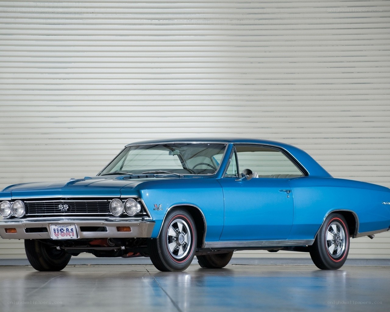 Blue classic muscle car
