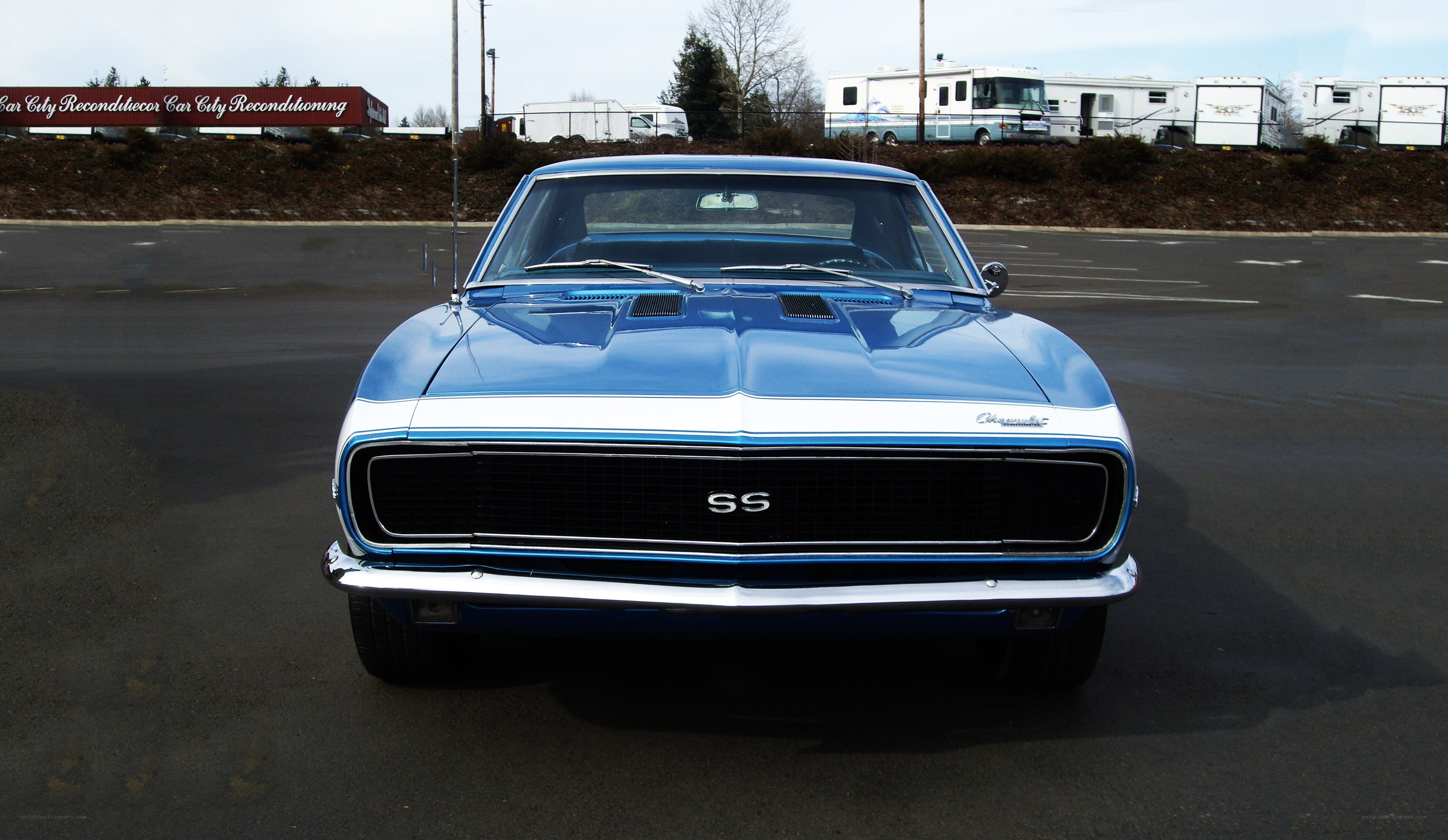 Blue classic muscle car