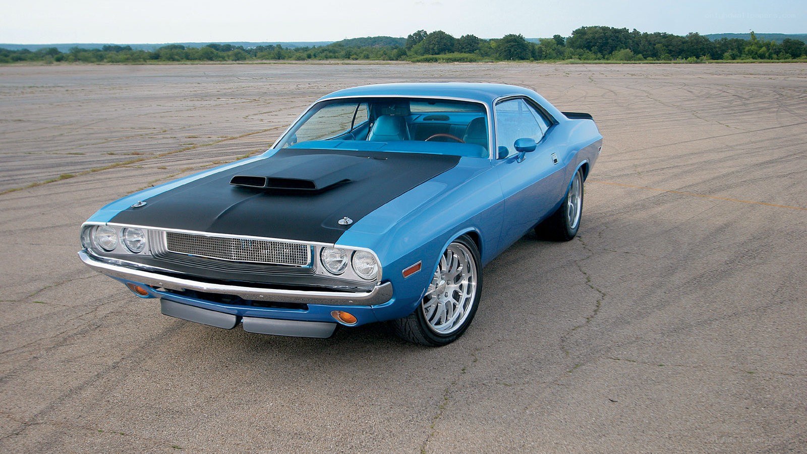 Blue classic muscle car