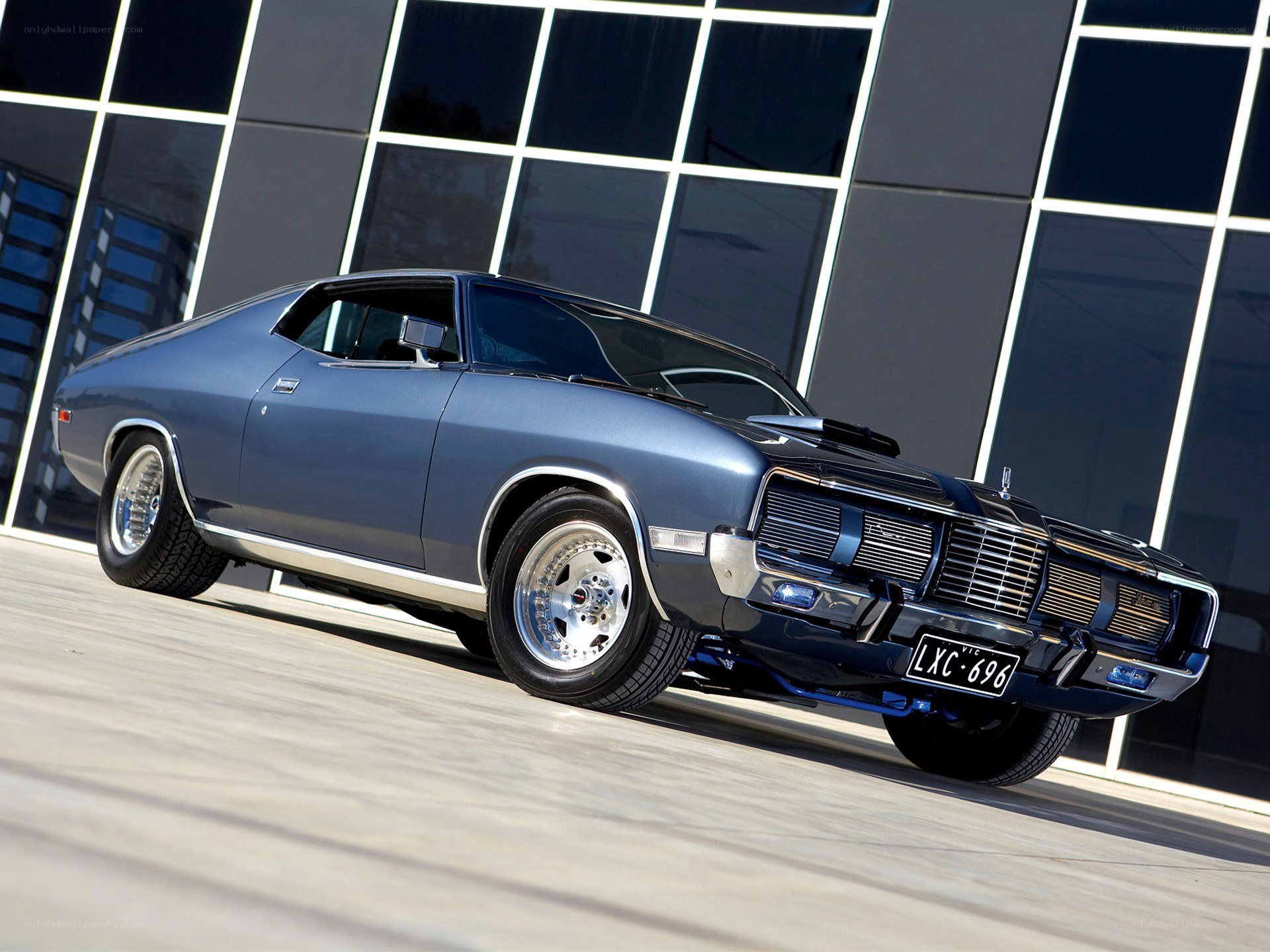 blue classic muscle car