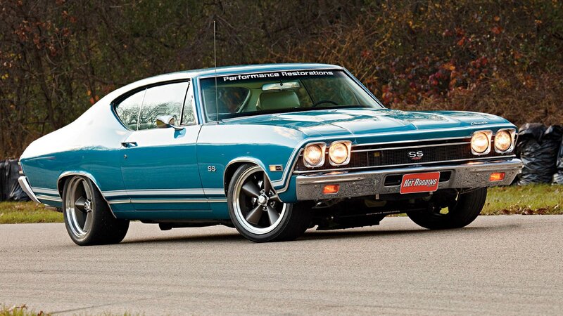 Blue classic muscle car