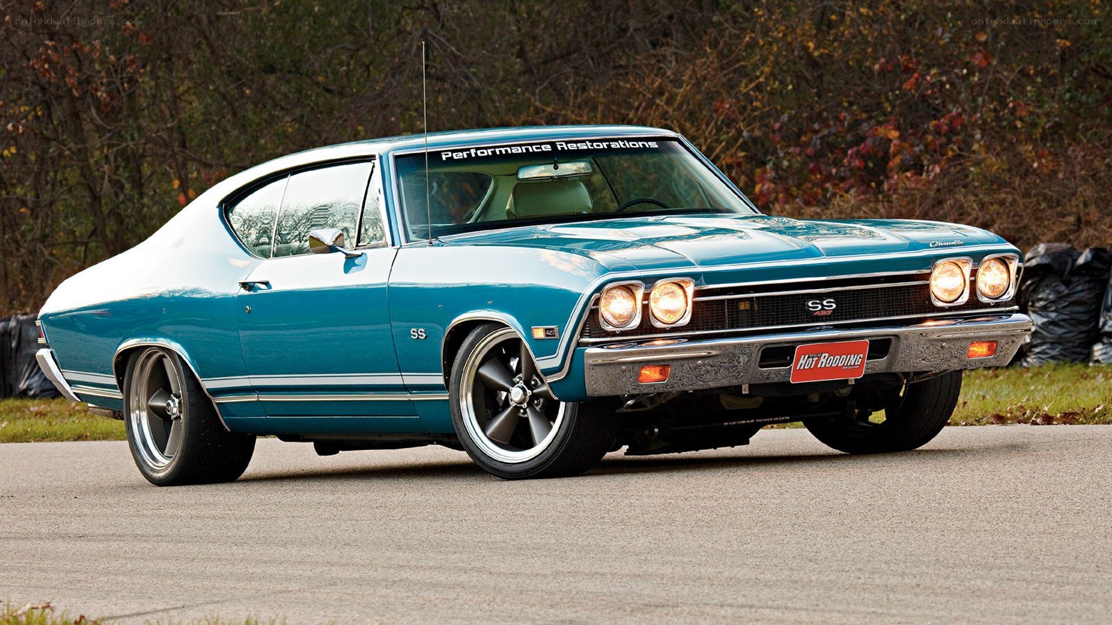 Blue classic muscle car