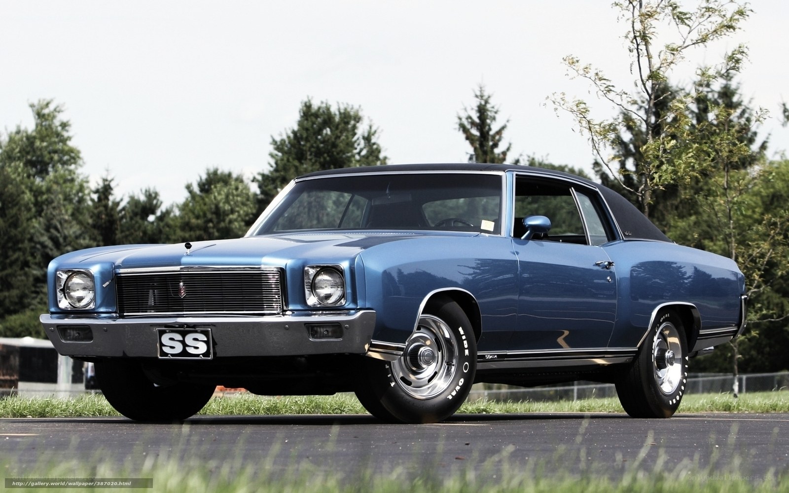 Blue classic muscle car