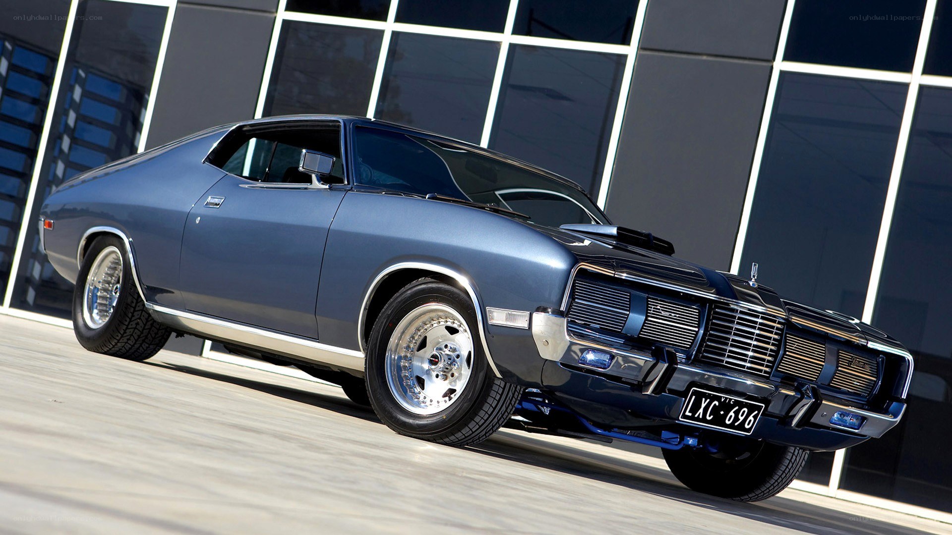 blue classic muscle car