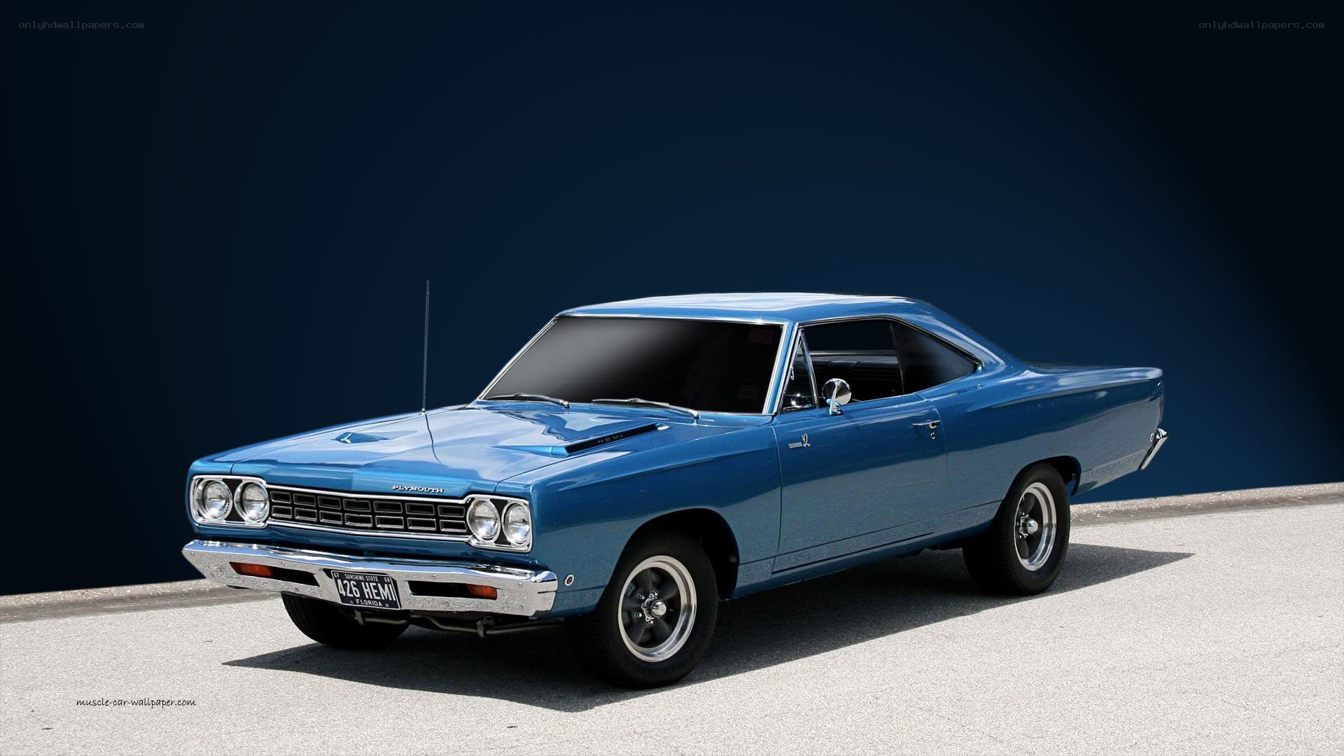 blue classic muscle car