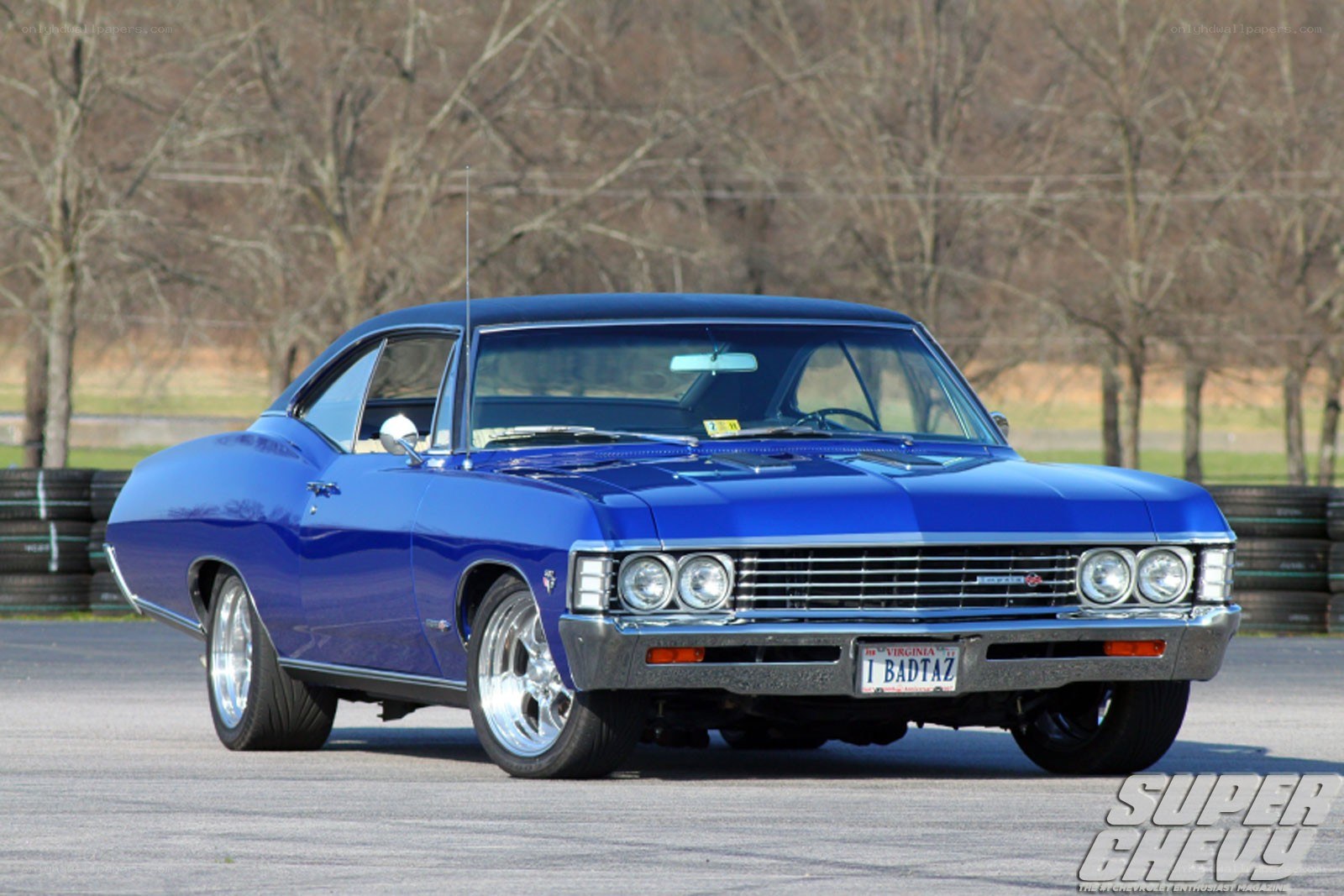 Blue classic muscle car