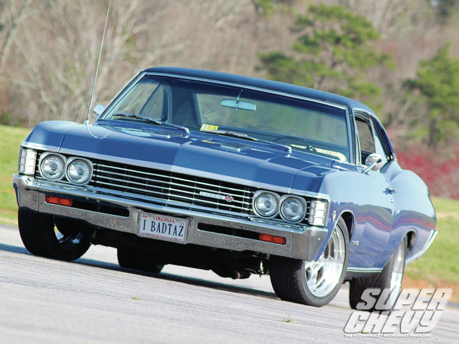 Blue classic muscle car