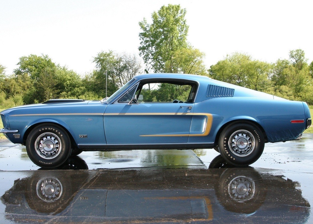 Blue classic muscle car