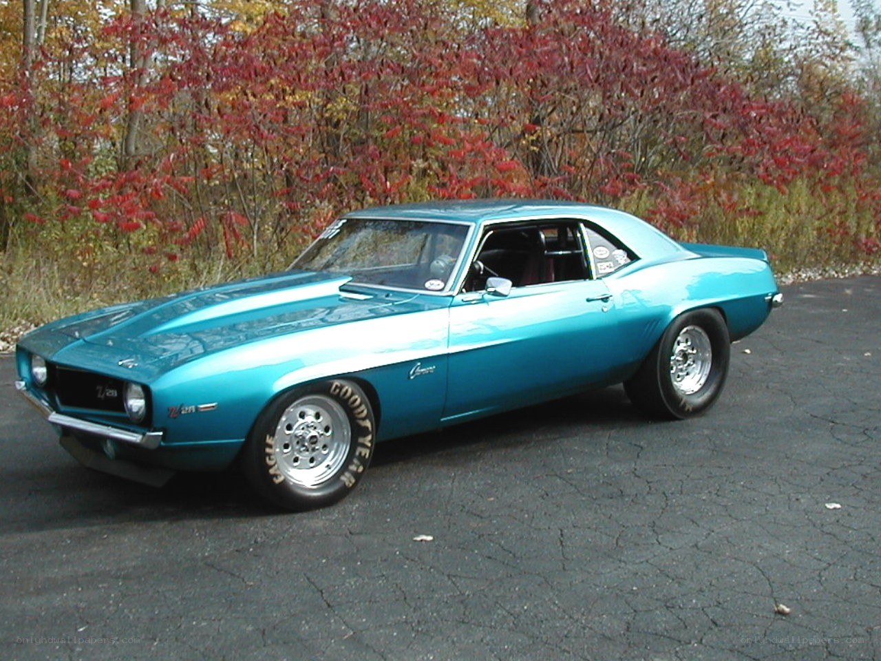 Blue classic muscle car