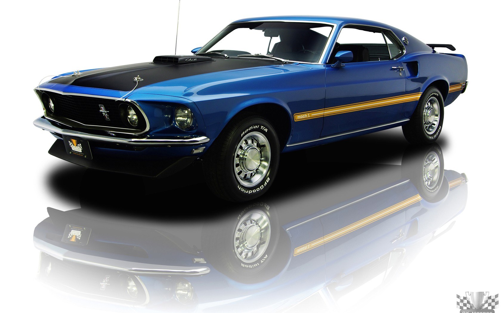 Blue classic muscle car
