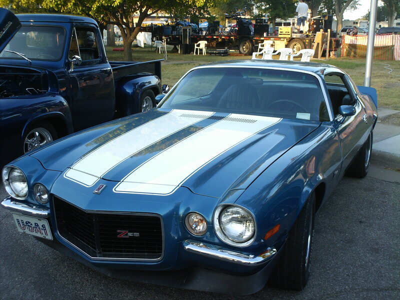 Blue classic muscle car at show