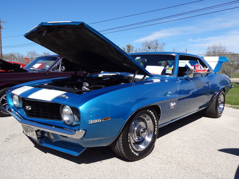 Blue Classic Muscle Car — Bright, Sunny