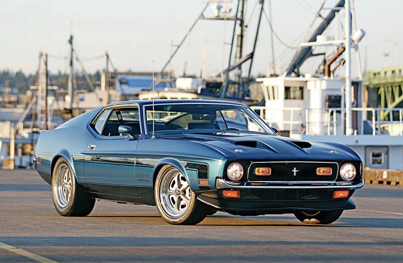 Blue Classic Muscle Car — Calm, Afternoon, Photograph, Boat