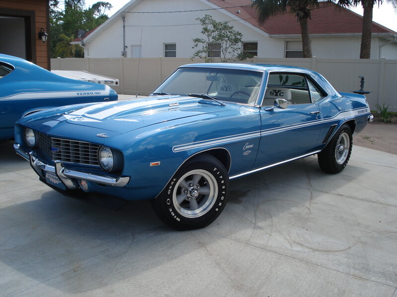 Blue Classic Muscle Car — Calm, Afternoon, Photograph, House