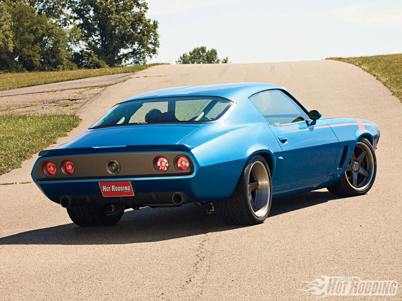 Blue Classic Muscle Car — Calm, Afternoon, Photograph, Road, Trees